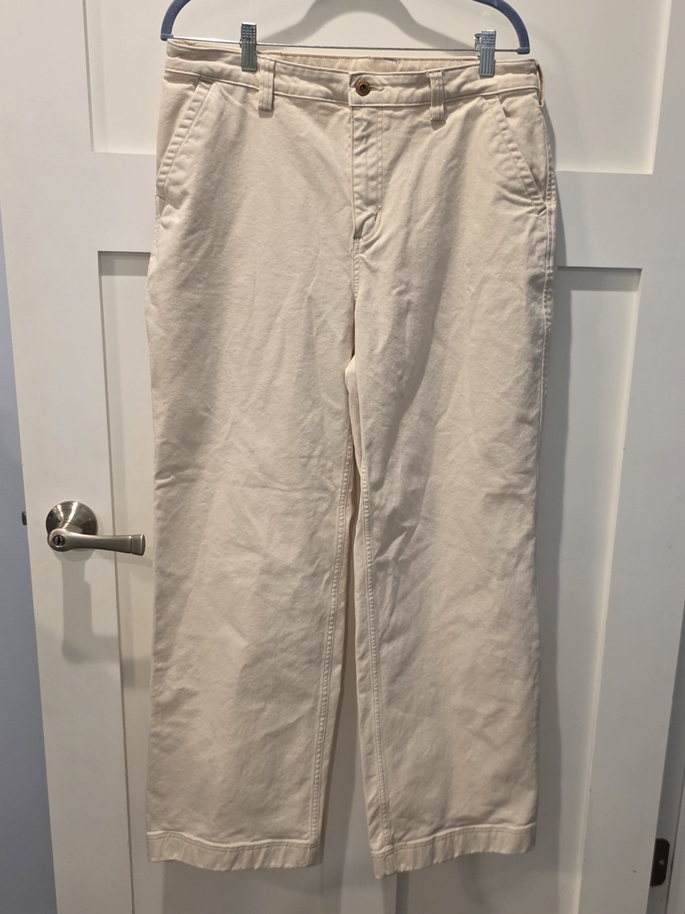 Duluth Trading Co Womens Makers Studio Wide Leg Utility Stretch Cream 14 Long